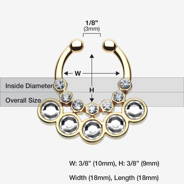 Golden Aureole Gemina Sparkle Fake Septum Clip-On Ring-Clear